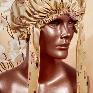 People Print Champagne Virginia Bonnet: Gilded Fox curly hair salon Portland, OR